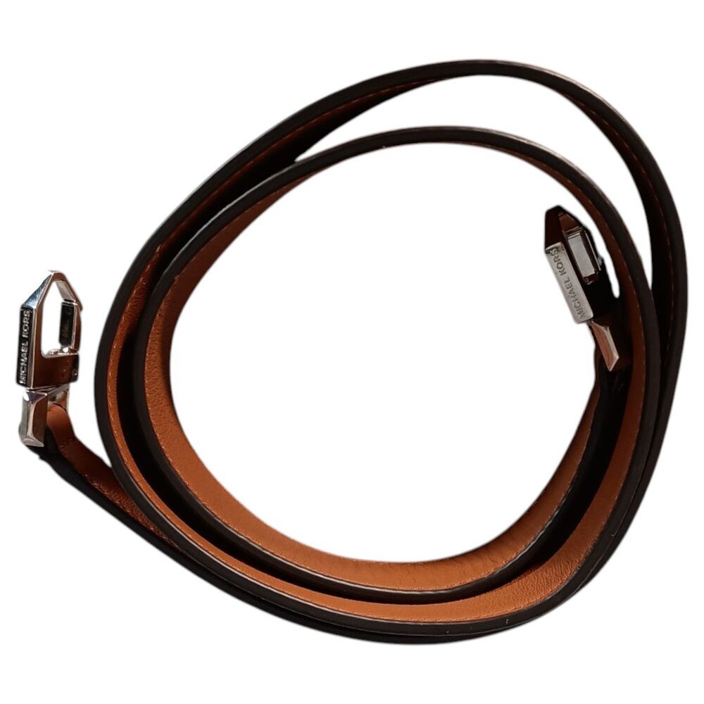 Michael Kors Shoulder Strap Wide Chestnut Leather Silver Hardware